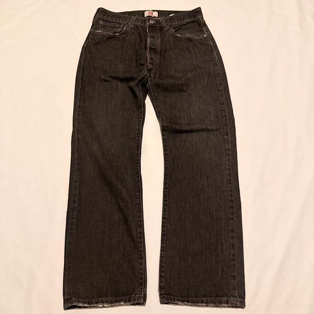 Levis 501 Original Jeans Mens 32x30 Black Straight Leg Button Fly Denim Pants